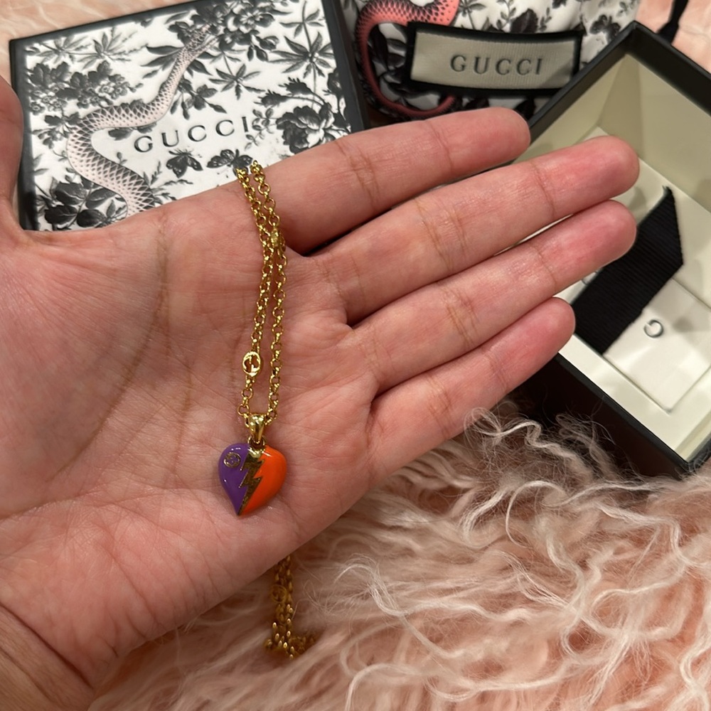 Gucci Interlocking G Heart Lightning Charm Neckla… - image 7